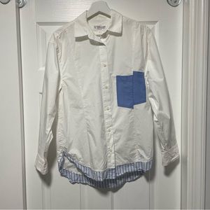 NEW Derek Lam 10 Crosby women’s white blue button up poplins shirt Size M